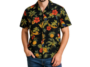 Ho Aloha Hawaiian Shirt Button Up Vacation Top Large